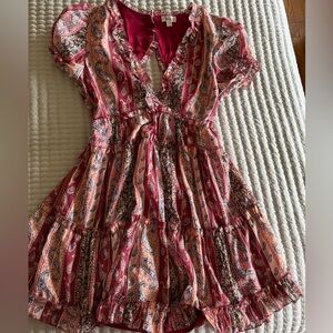 Justify Red Paisley-Trim V-Neck Dress